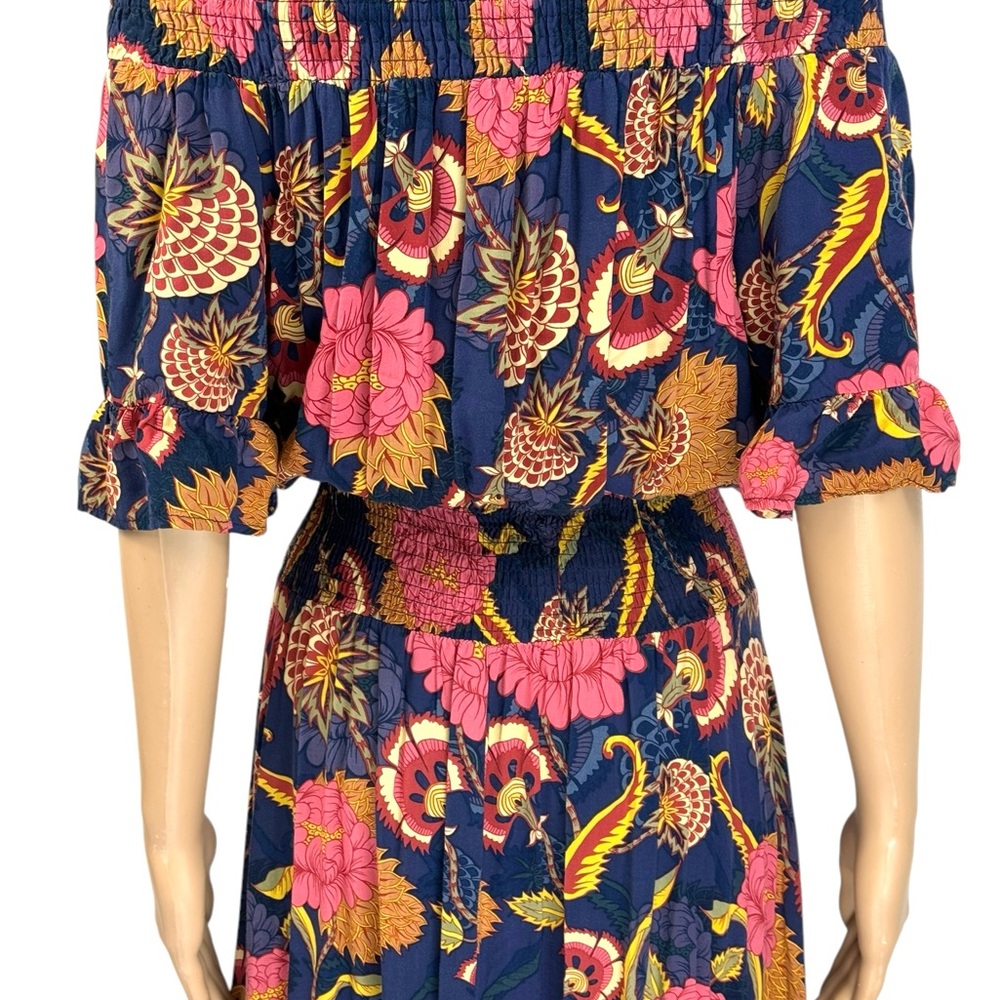 Entire 3pc Outfit Floral Dress Jacket & Hat Set Brown Navy & Pink Print - Picture 7 of 16